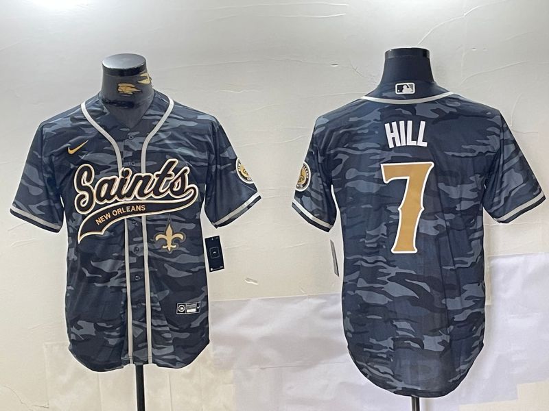 Men New Orleans Saints #7 Hill Camo Joint Name 2024 Nike Limited NFL Jersey style 3